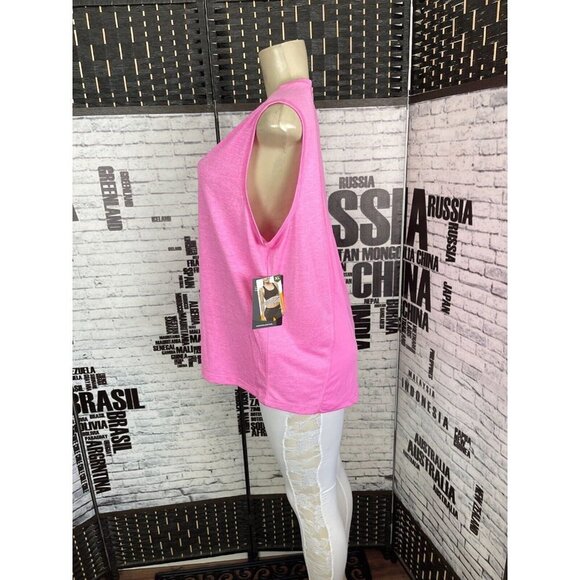 Avia Plus XL Pink Heather Crew Neck Moisture Wicking Muscle Tank Top - Picture 4 of 5
